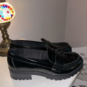 Faux-Leather Chunky-Heel Loafer